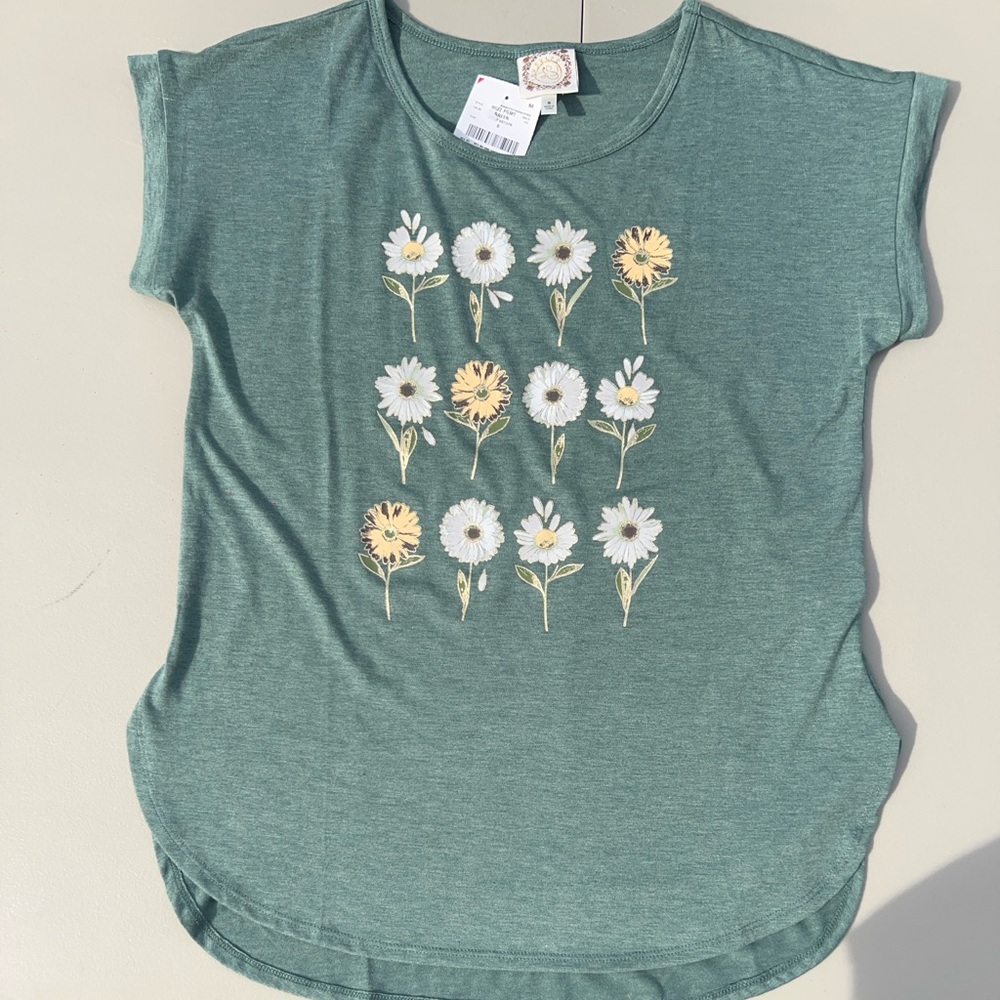 Daisy Print Women's Short Sleeve Top - Teal